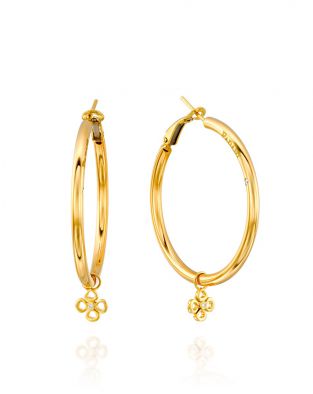 עגילי חישוק פרח ויולטו 35 מ"מ