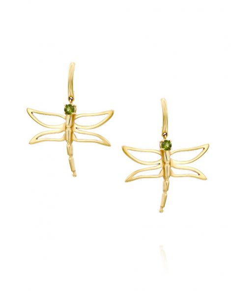 Dragonfly Earrings Green Tourmaline