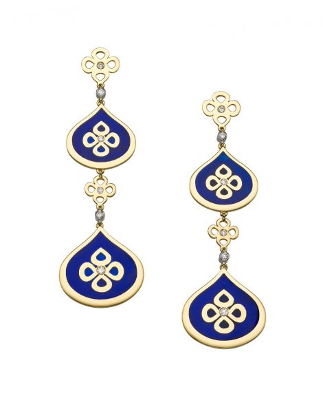 Double Violetto Blue Enamel Earrings