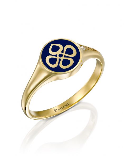 Blue Enamel Signet Ring