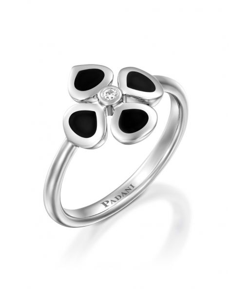 Violetto Black Enamel Ring