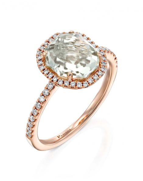 Diamond Streams Green Citrine Ring