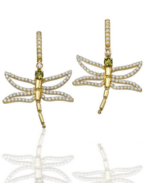 Dragonfly Green Tourmaline Earrings